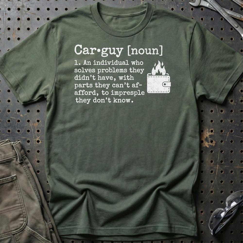 Car Guy - Unisex T-Shirt , Bomuld-Beklædning-Garage Culture-Grøn Militær-S-Garage Culture Shop- garage - man cave - merchandise