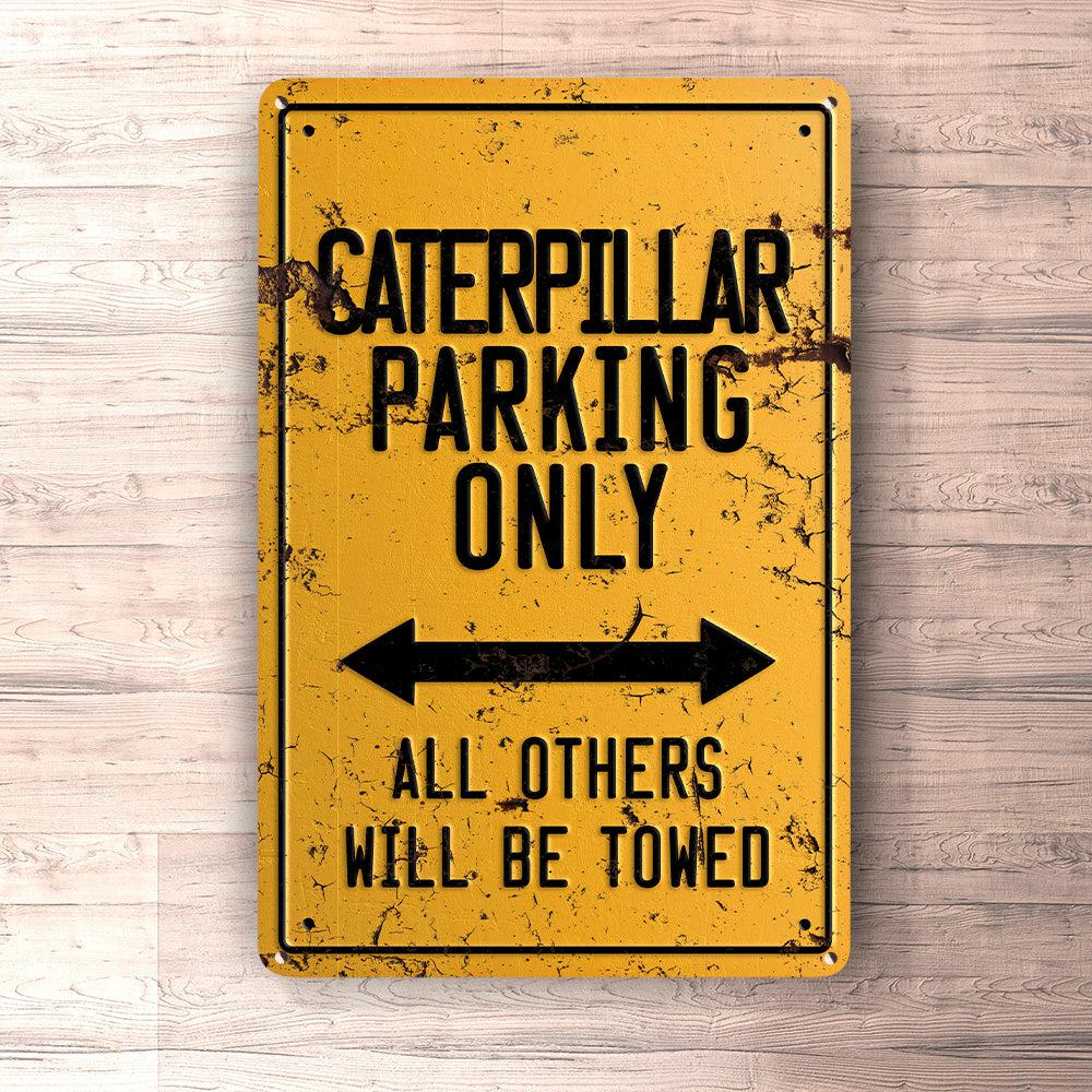 Caterpillar Parking Only Skilte, Musemåtte, Dørmåtte-Parking skilte-Caterpillar-Garage Culture Shop- garage - man cave - merchandise