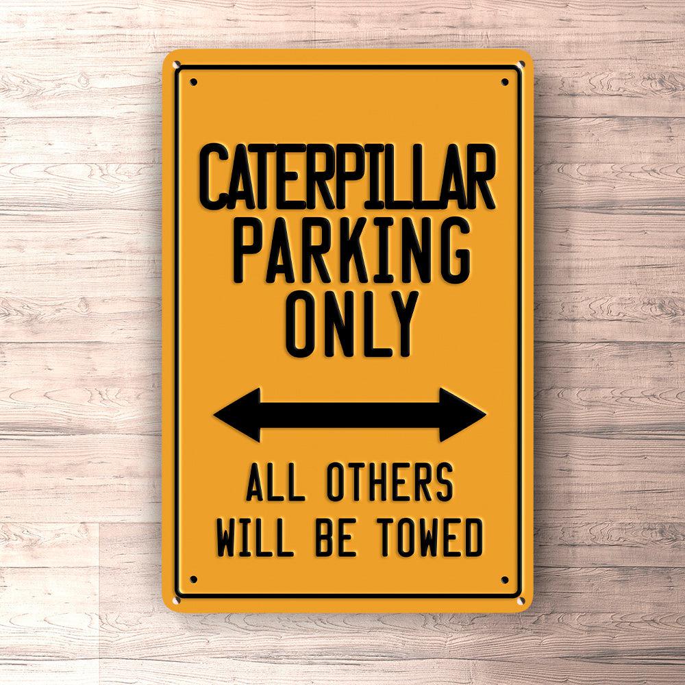 Caterpillar Parking Only Skilte, Musemåtte, Dørmåtte , Plakat-Parking skilte-Caterpillar-Garage Culture Shop- garage - man cave - merchandise