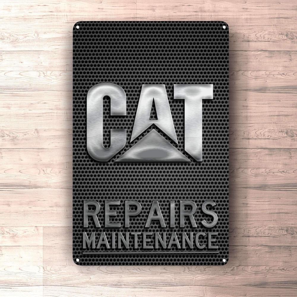 Caterpillar Repairs Maintenance Skilte, Musemåtte, Dørmåtte , Plakat-Skilte-Caterpillar-Garage Culture Shop- garage - man cave - merchandise