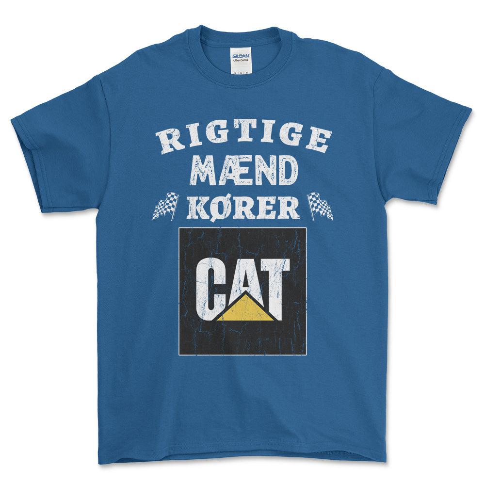 Caterpiller Rigtige Mænd Kører - Unisex T-Shirt , Bomuld-Beklædning-Caterpillar-Blå Royal-S-Forside-Garage Culture Shop- garage - man cave - merchandise