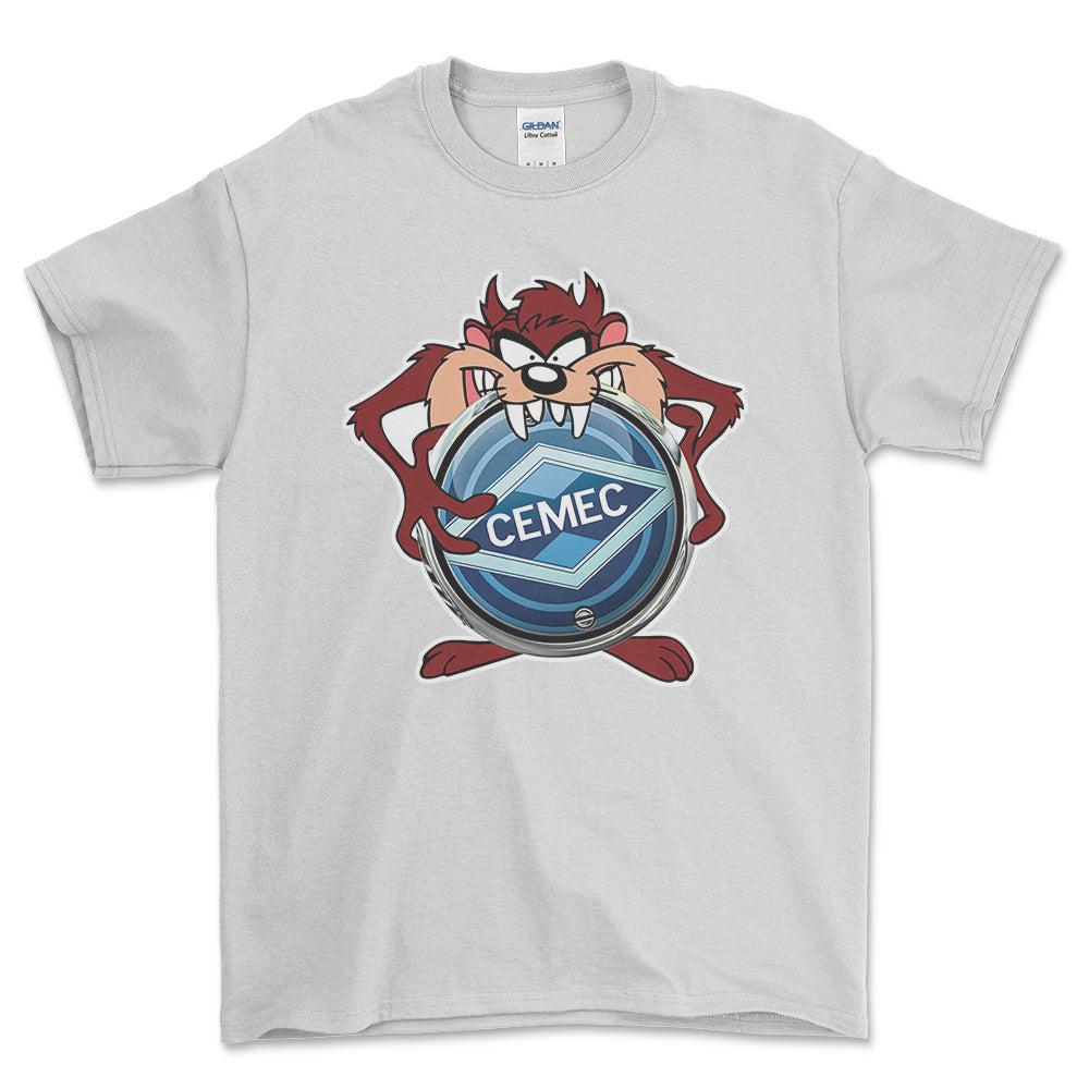 Cemec TAZ Unisex T-Shirt , Bomuld-Beklædning-Cemec-Hvid-S-Forside-Garage Culture Shop- garage - man cave - merchandise