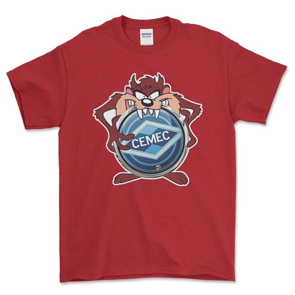 Cemec TAZ Unisex T-Shirt , Bomuld-Beklædning-Cemec-Rød-S-Forside-Garage Culture Shop- garage - man cave - merchandise