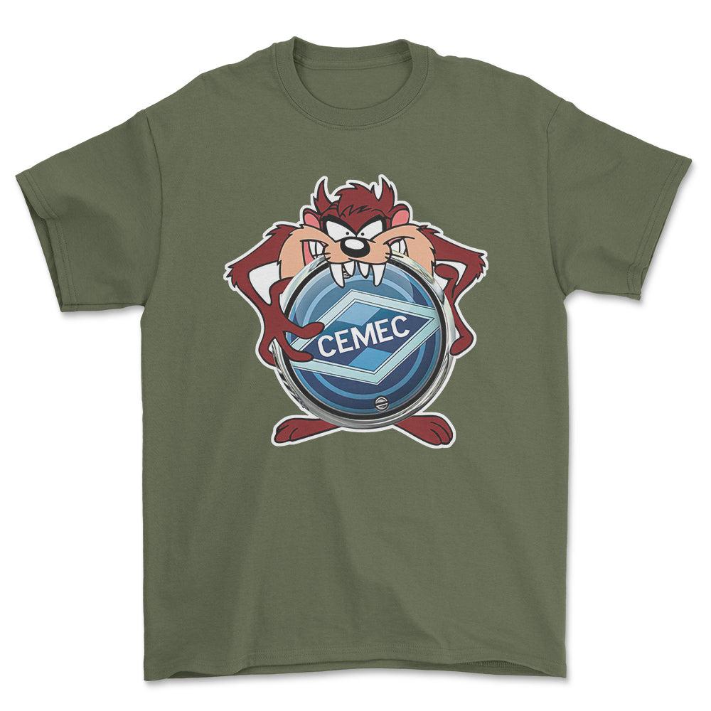 Cemec TAZ Unisex T-Shirt , Bomuld-Beklædning-Cemec-Grøn Militær-S-Forside-Garage Culture Shop- garage - man cave - merchandise