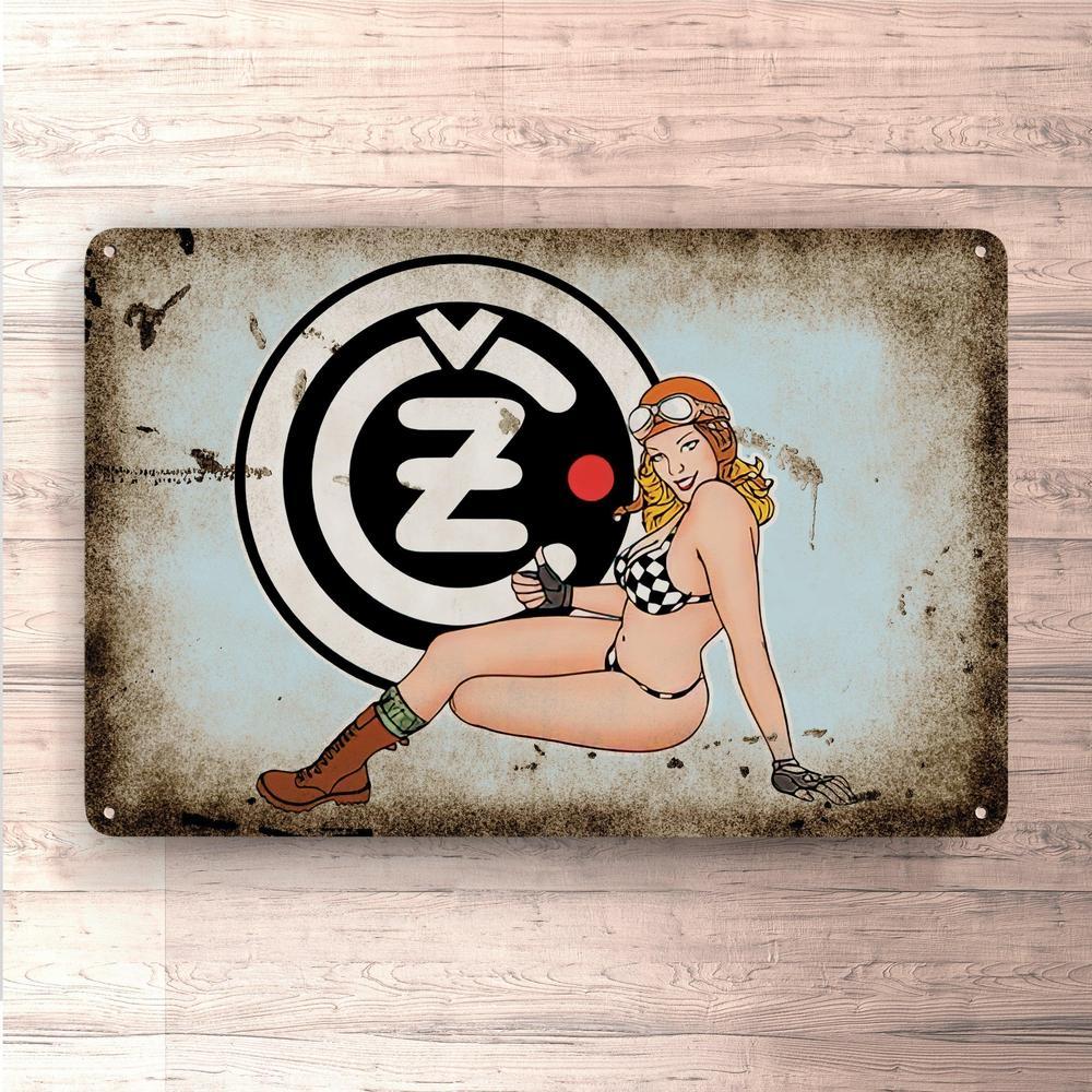 Čezeta Cezeta Pin-Up Vintage Skilte, Musemåtte, Dørmåtte-Skilte-Čezeta-Garage Culture Shop- garage - man cave - merchandise