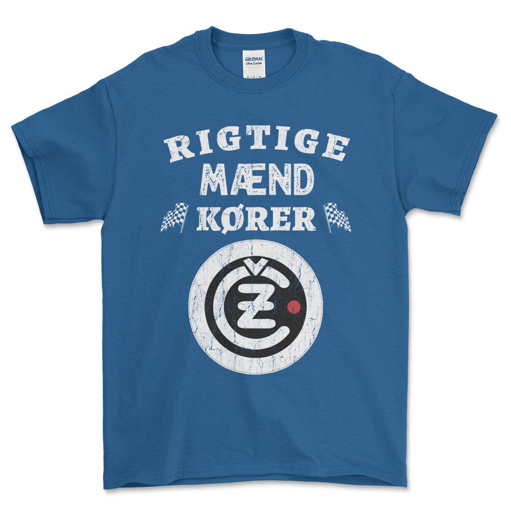 Cezeta Rigtige Mænd Kører - Unisex T-Shirt , Bomuld-Beklædning-Čezeta-Blå Royal-S-Forside-Garage Culture Shop- garage - man cave - merchandise