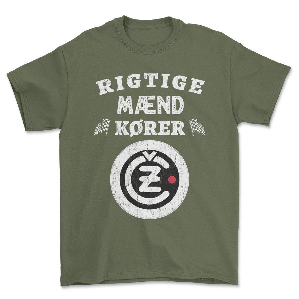 Cezeta Rigtige Mænd Kører - Unisex T-Shirt , Bomuld-Beklædning-Čezeta-Grøn Militær-S-Forside-Garage Culture Shop- garage - man cave - merchandise