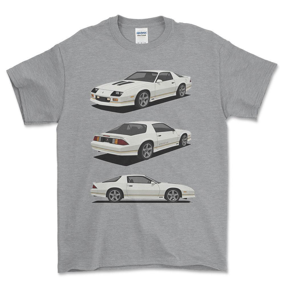 Chevrolet Camaro 3 gen IROC-Z - One Line Style Unisex T-Shirt-Beklædning-Chevrolet-Grå Sport-S-Forside-Garage Culture Shop- garage - man cave - merchandise