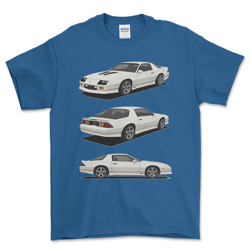 Chevrolet Camaro 3 gen IROC-Z - One Line Style Unisex T-Shirt-Beklædning-Chevrolet-Blå Royal-S-Forside-Garage Culture Shop- garage - man cave - merchandise