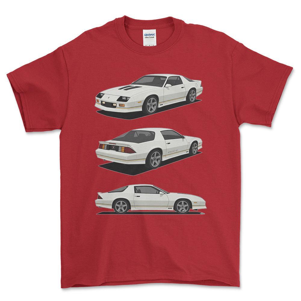 Chevrolet Camaro 3 gen IROC-Z - One Line Style Unisex T-Shirt-Beklædning-Chevrolet-Rød-S-Forside-Garage Culture Shop- garage - man cave - merchandise