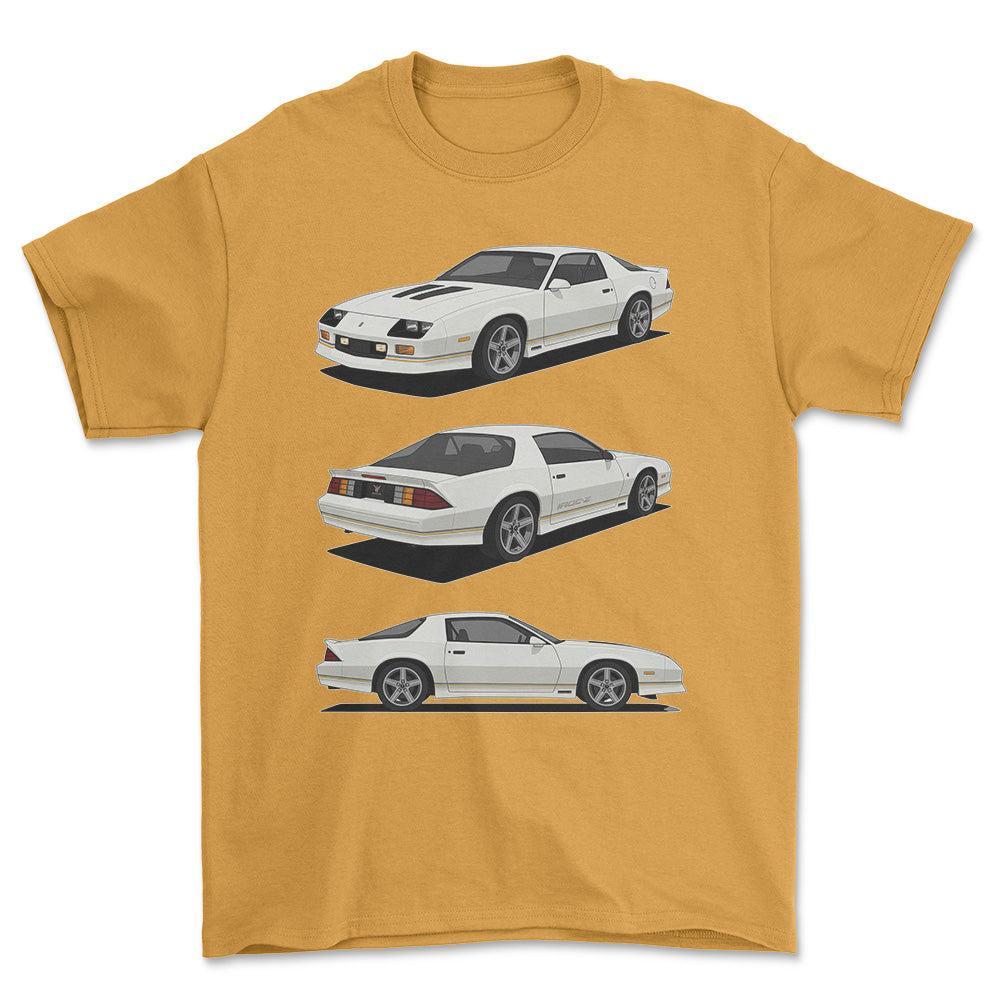 Chevrolet Camaro 3 gen IROC-Z - One Line Style Unisex T-Shirt-Beklædning-Chevrolet-Guld-S-Forside-Garage Culture Shop- garage - man cave - merchandise