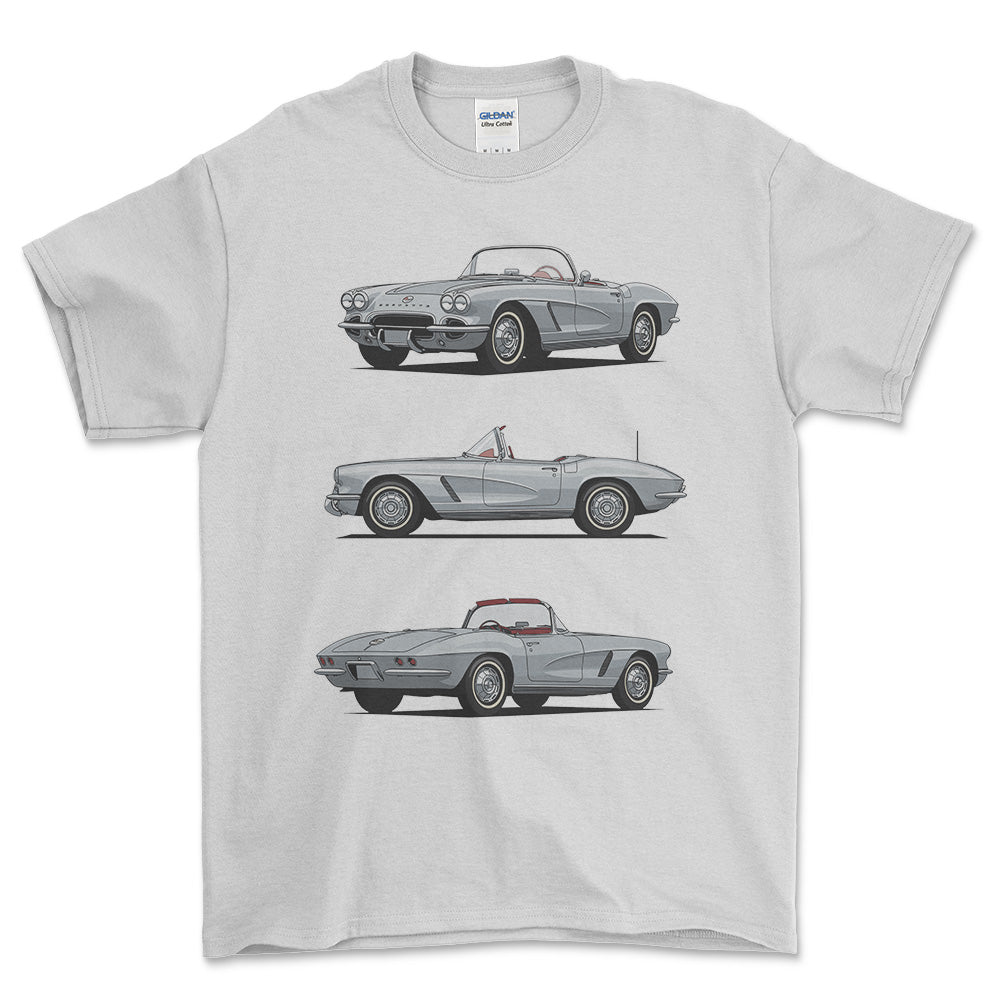 Chevrolet Corvette Convertible 1962 - Unisex T-Shirt-Beklædning-Chevrolet-Hvid-S-Forside-Garage Culture Shop- garage - man cave - merchandise