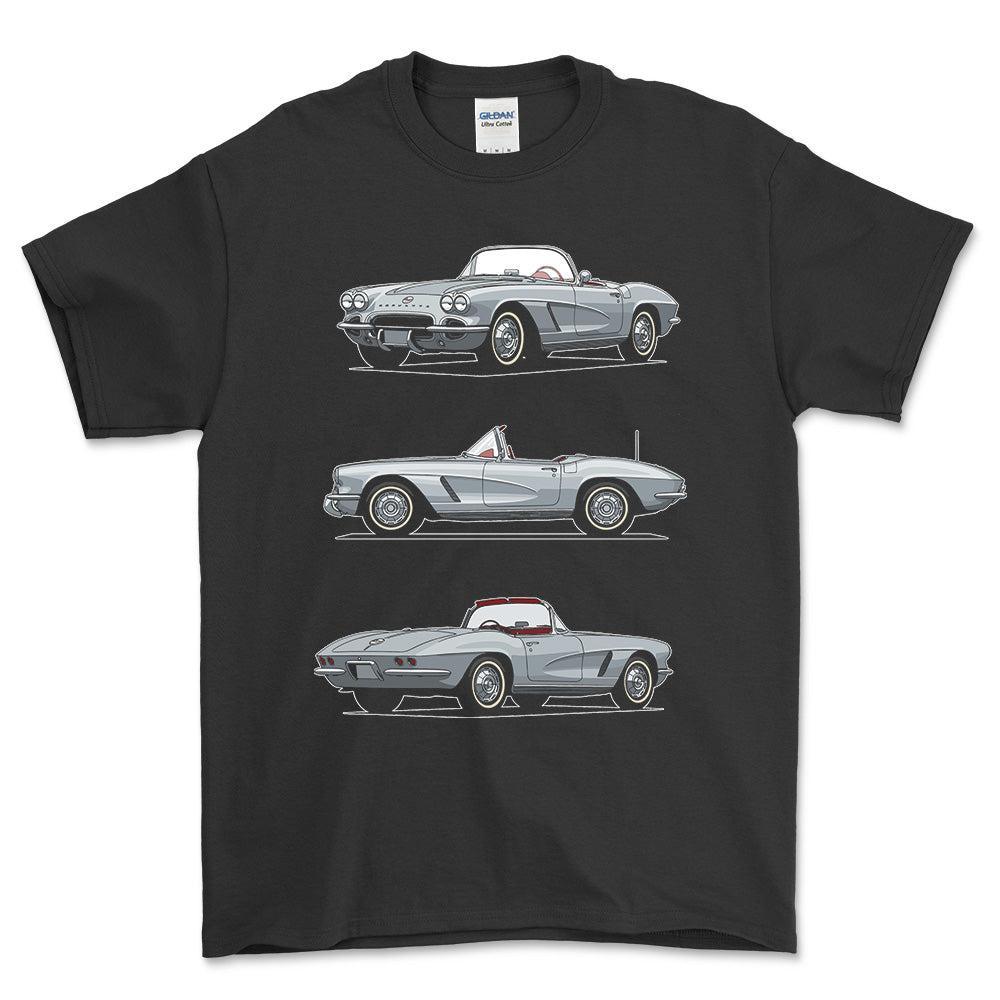 Chevrolet Corvette Convertible 1962 - Unisex T-Shirt-Beklædning-Chevrolet-Sort-S-Forside-Garage Culture Shop- garage - man cave - merchandise