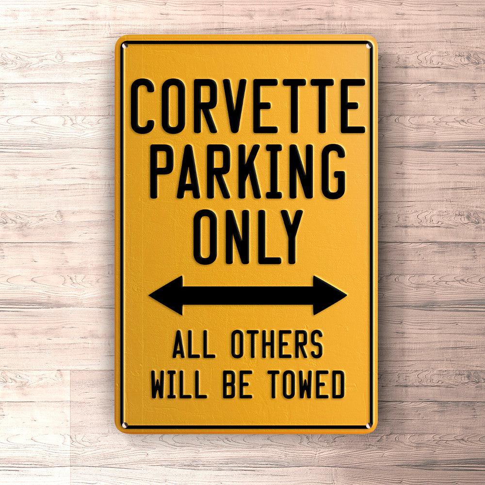 Chevrolet Corvette Parking Only Skilte, Musemåtte, Dørmåtte , Plakat-Parking skilte-Chevrolet-Garage Culture Shop- garage - man cave - merchandise