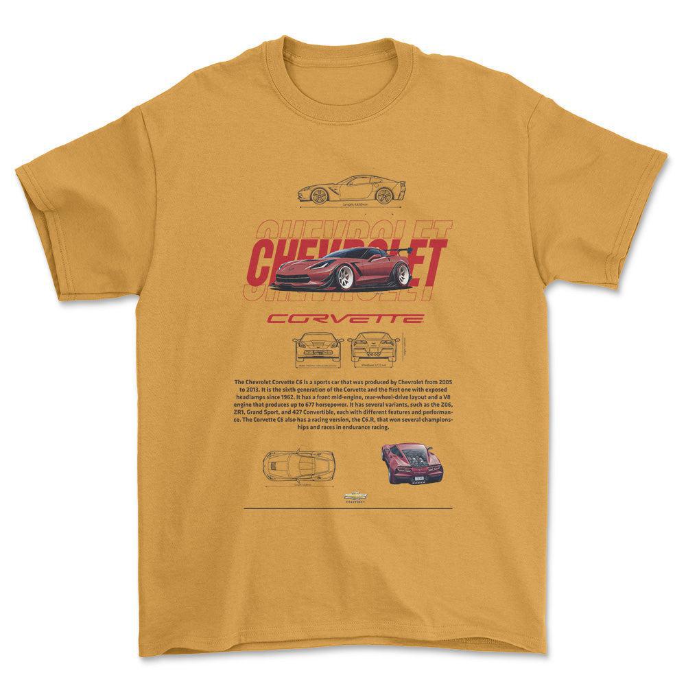 Chevrolet Corvette - Unisex T-Shirt , Bomuld-Beklædning-Chevrolet-Guld-S-Forside-Garage Culture Shop- garage - man cave - merchandise