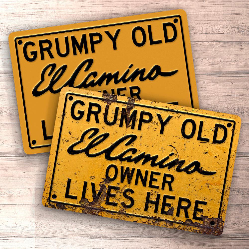 Chevrolet El Camino Grumpy Old Chevrolet El Camino Owner Lives Here Skilte, Musemåtte, Dørmåtte , Plakat-Skilte-Chevrolet-Garage Culture Shop- garage - man cave - merchandise