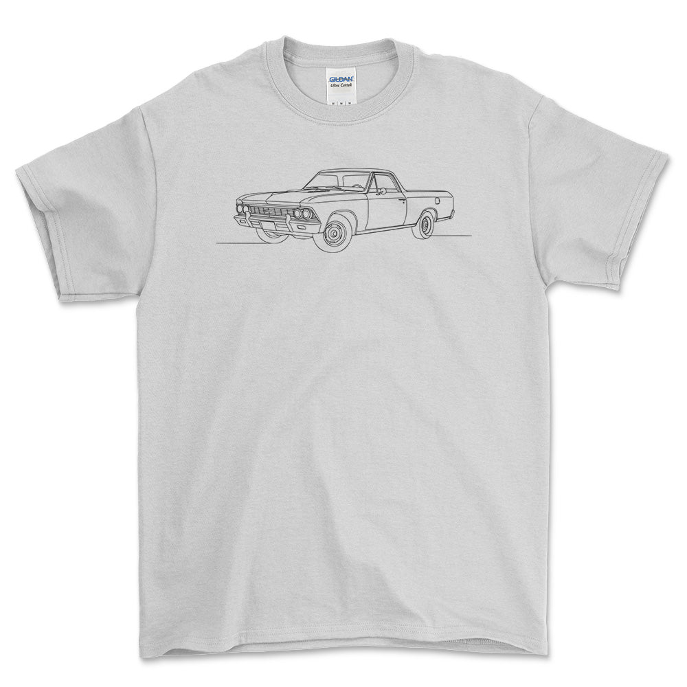 Chevrolet El Camino Second gen - One Line Style Unisex T-Shirt-Beklædning-Chevrolet-Hvid-S-Forside-Garage Culture Shop- garage - man cave - merchandise