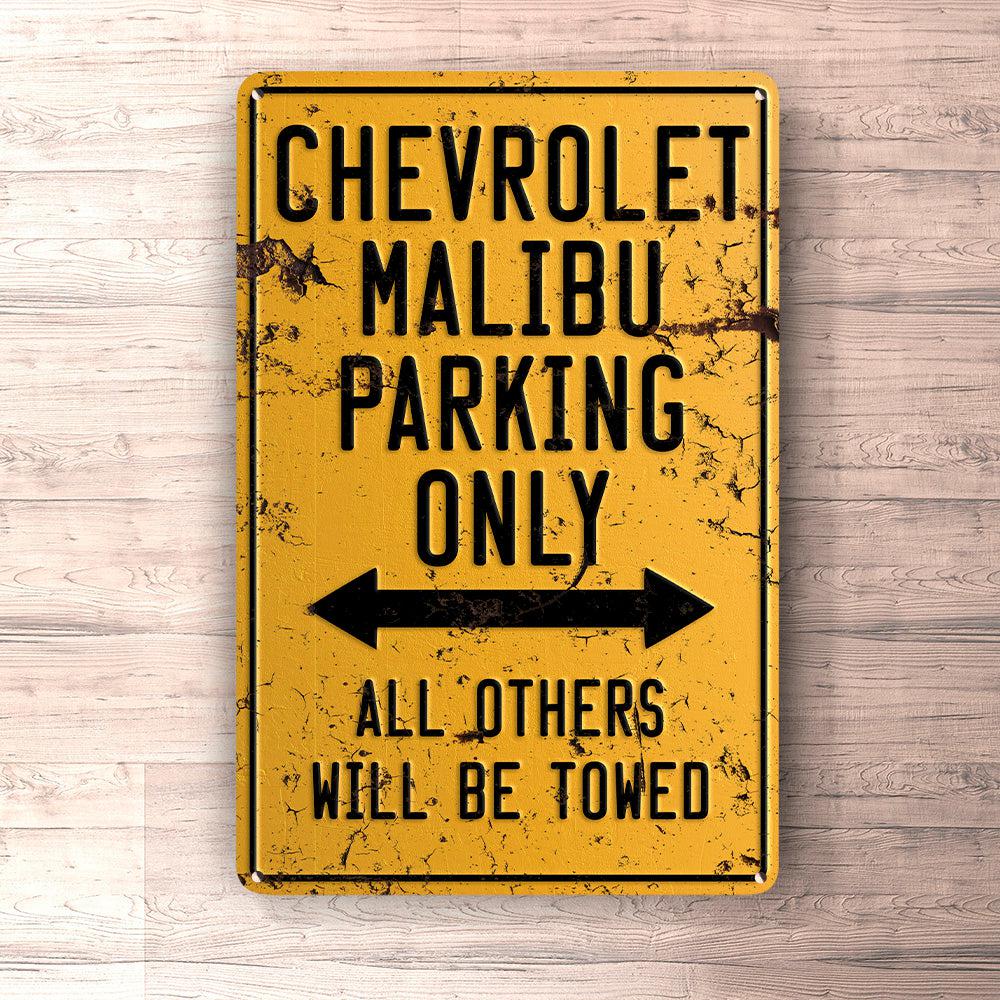 Chevrolet Malibu Parking Only Skilte, Musemåtte, Dørmåtte-Parking skilte-Chevrolet-Garage Culture Shop- garage - man cave - merchandise