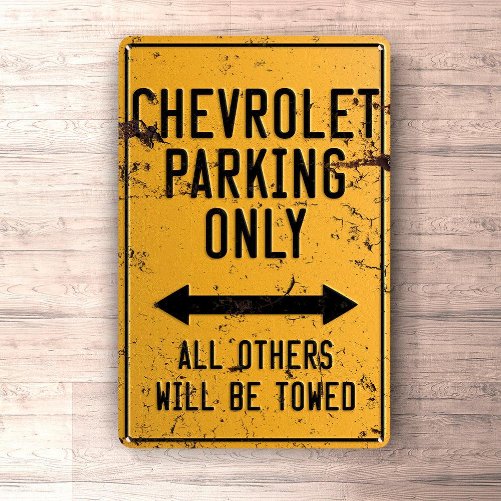 Chevrolet Parking Only Skilte, Musemåtte, Dørmåtte-Parking skilte-Chevrolet-Garage Culture Shop- garage - man cave - merchandise
