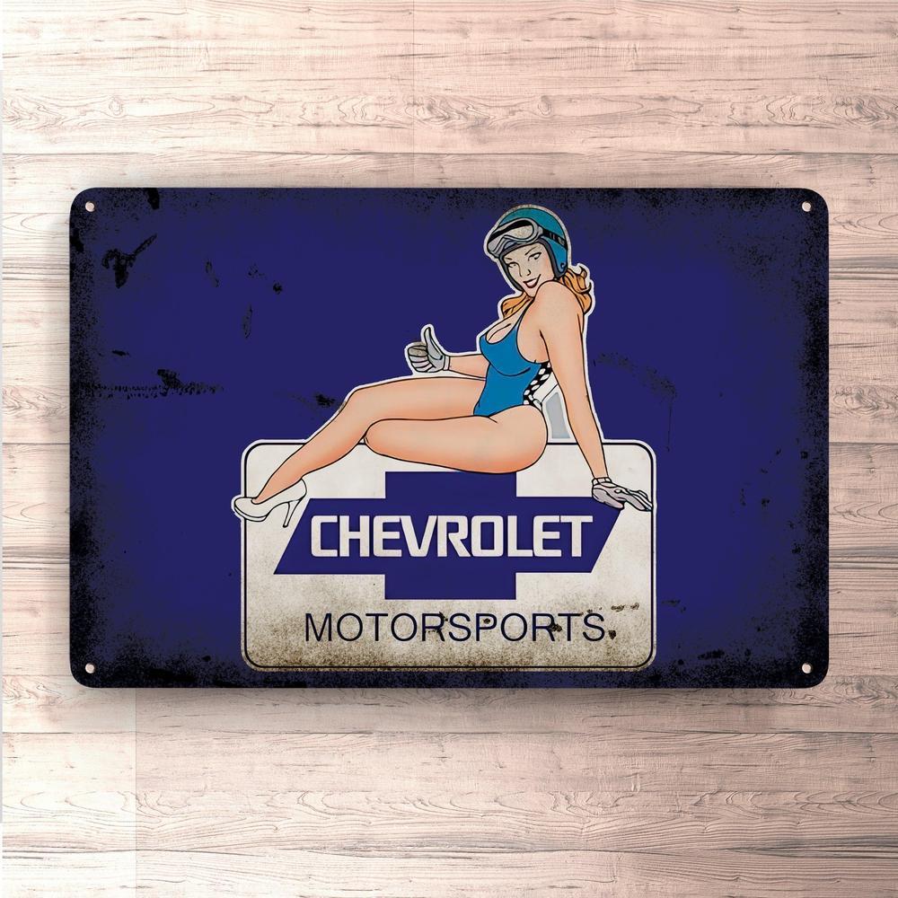 Chevrolet Pin-Up Vintage Skilte, Musemåtte, Dørmåtte-Skilte-Chevrolet-Garage Culture Shop- garage - man cave - merchandise