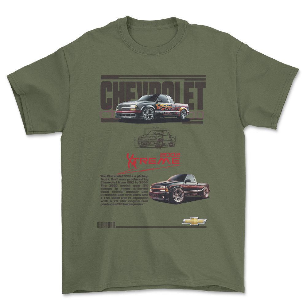 Chevrolet S10 - Unisex T-Shirt , Bomuld-Beklædning-Chevrolet-Grøn Militær-S-Forside-Garage Culture Shop- garage - man cave - merchandise