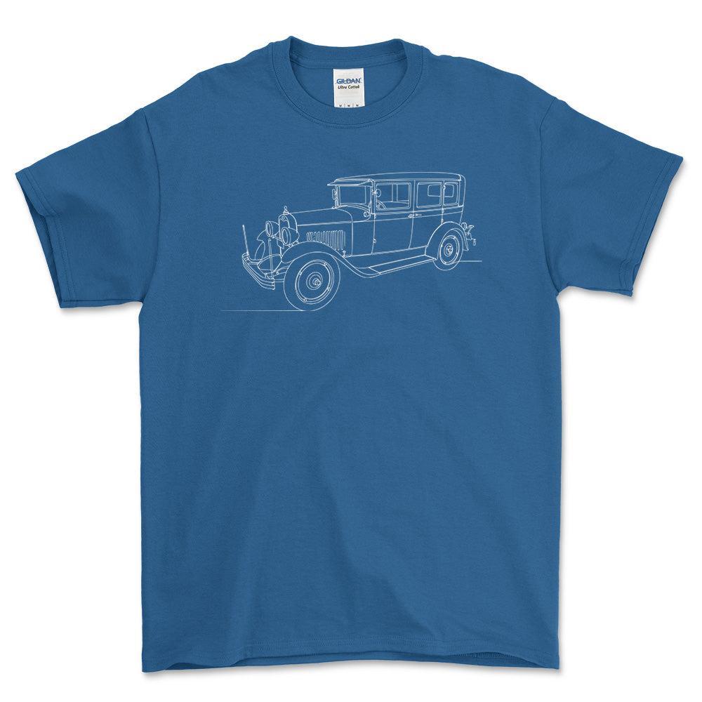 Chevrolet Series AC International Sedan - One Line Style Unisex T-Shirt-Beklædning-Chevrolet-Blå Royal-S-Forside-Garage Culture Shop- garage - man cave - merchandise