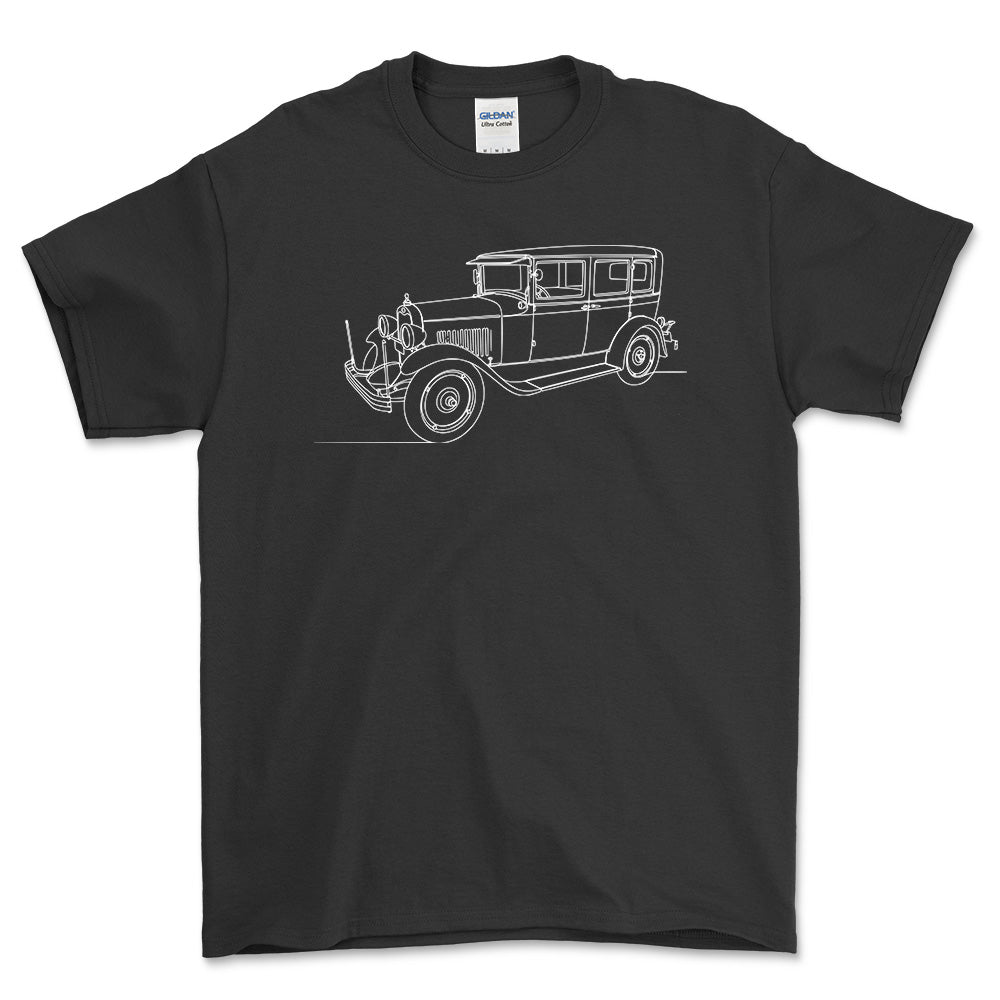 Chevrolet Series AC International Sedan - One Line Style Unisex T-Shirt-Beklædning-Chevrolet-Sort-S-Forside-Garage Culture Shop- garage - man cave - merchandise