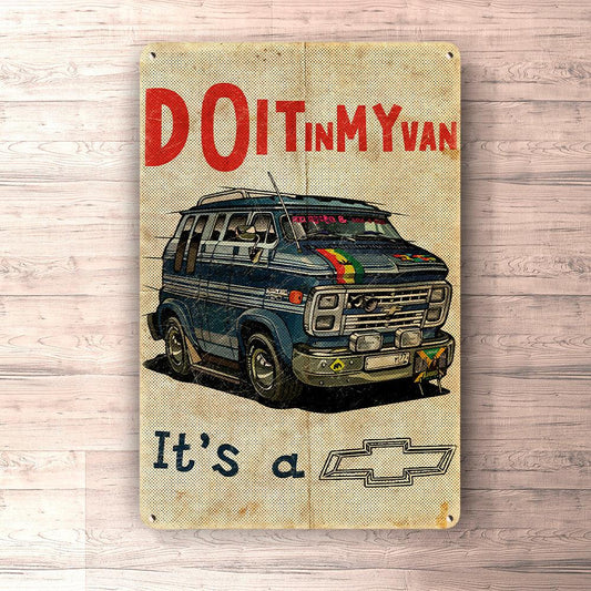 Chevrolet Van - Do It In My Van It'S A Chevy - Skilte, Musemåtte, Dørmåtte , Plakat-Skilte-Chevrolet-Garage Culture Shop- garage - man cave - merchandise