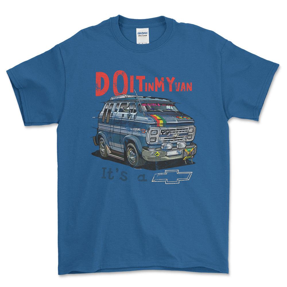 Chevrolet Van - Do It In My Van It'S A Chevy Unisex T-Shirt , Bomuld-Beklædning-Chevrolet-Blå Royal-S-Forside-Garage Culture Shop- garage - man cave - merchandise