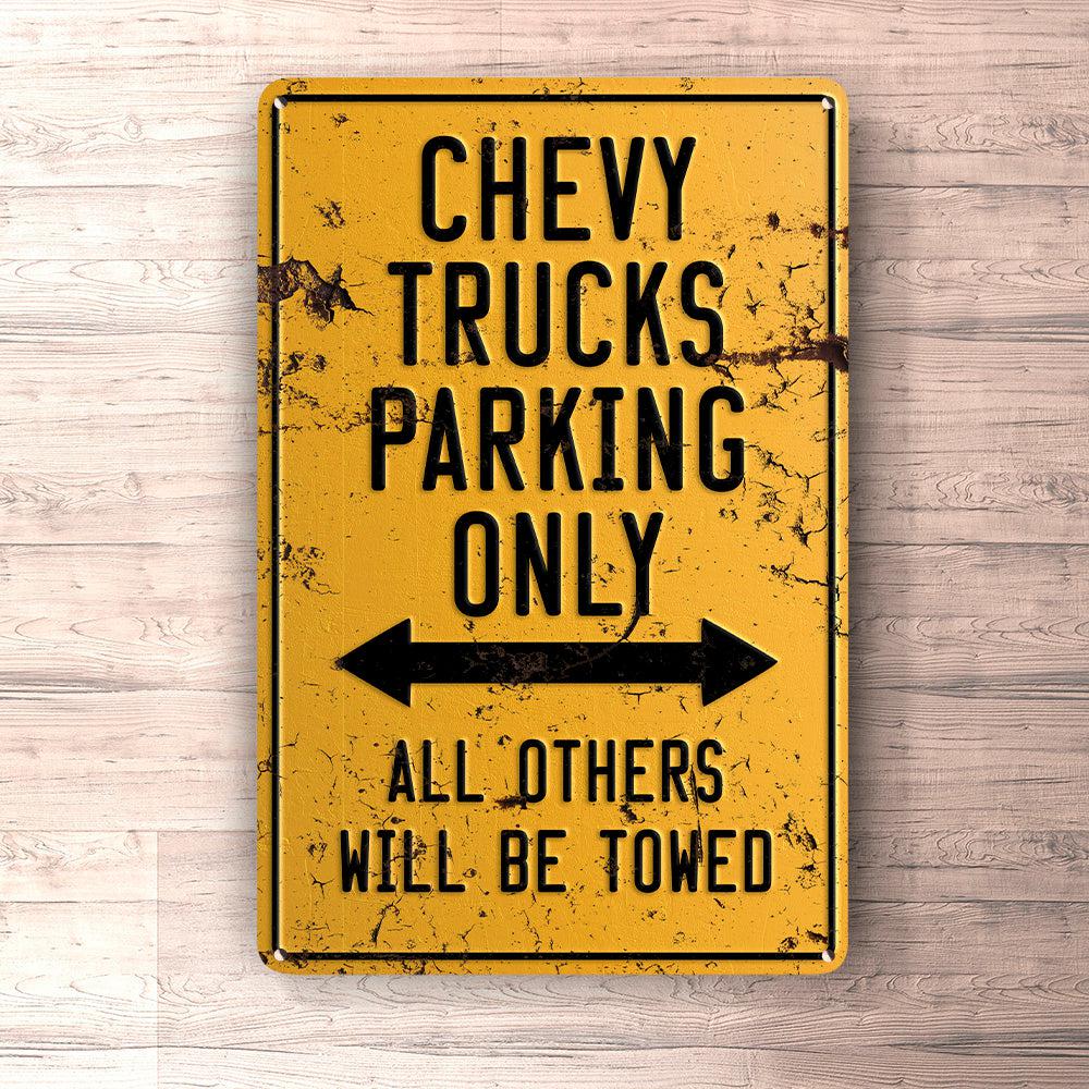 Chevy Trucks Parking Only Skilte, Musemåtte, Dørmåtte-Parking skilte-Chevrolet-Garage Culture Shop- garage - man cave - merchandise