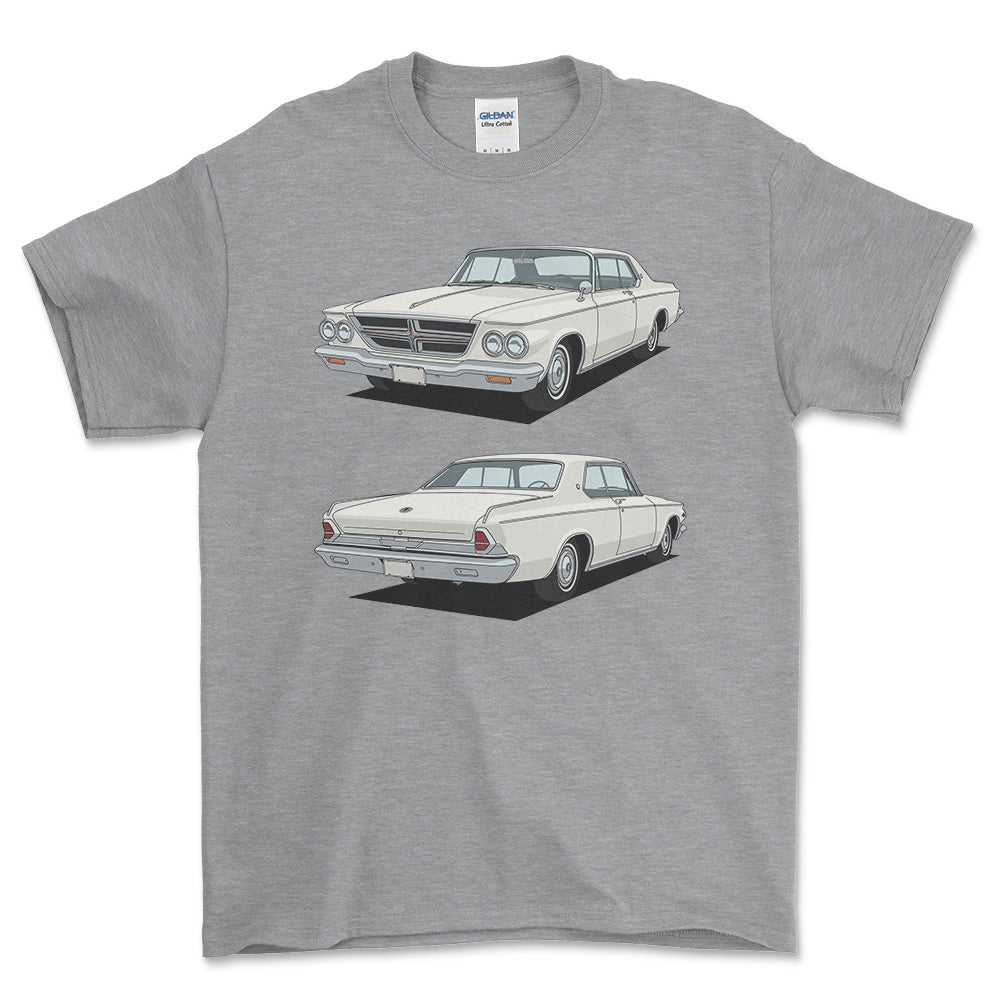Chrysler 300K Hardtop 1964 - Unisex T-Shirt-Beklædning-Chrysler-Grå Sport-S-Forside-Garage Culture Shop- garage - man cave - merchandise