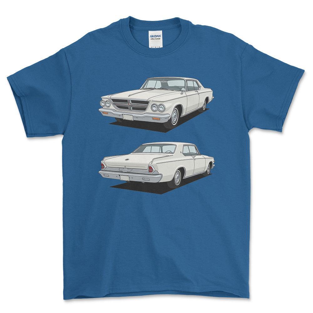 Chrysler 300K Hardtop 1964 - Unisex T-Shirt-Beklædning-Chrysler-Blå Royal-S-Forside-Garage Culture Shop- garage - man cave - merchandise