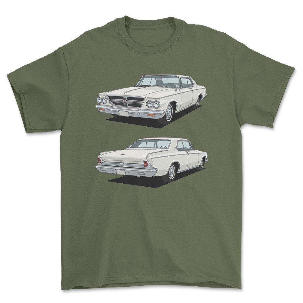 Chrysler 300K Hardtop 1964 - Unisex T-Shirt-Beklædning-Chrysler-Grøn Militær-S-Forside-Garage Culture Shop- garage - man cave - merchandise