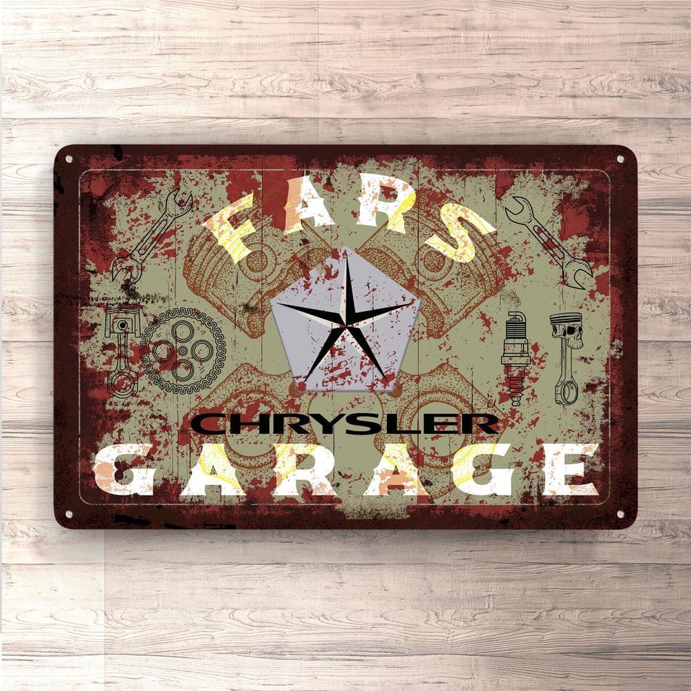 Chrysler Fars Garage Vintage Skilte, Musemåtte, Dørmåtte-Skilte-Chrysler-Garage Culture Shop- garage - man cave - merchandise