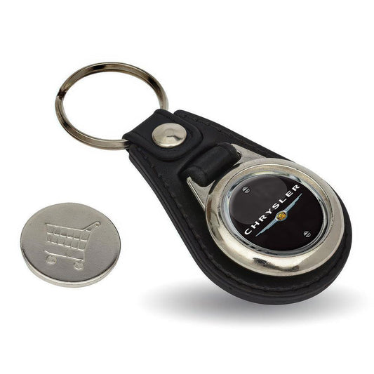 Chrysler - Nøglering med Indkøbsvognsmønt – Metal & Kunstlæder-Nøglering-Chrysler-Garage Culture Shop- garage - man cave - merchandise