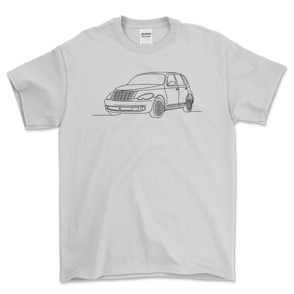 Chrysler PT Cruiser - One Line Style Unisex T-Shirt-Beklædning-Chrysler-Hvid-S-Forside-Garage Culture Shop- garage - man cave - merchandise