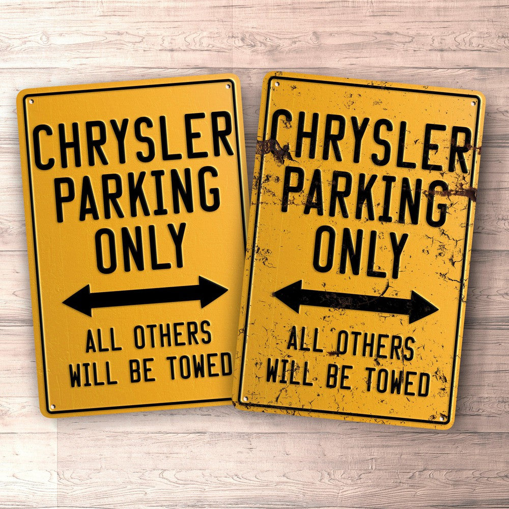 Chrysler Parking Only Skilte, Musemåtte, Dørmåtte , Plakat-Parking skilte-Chrysler-Garage Culture Shop- garage - man cave - merchandise