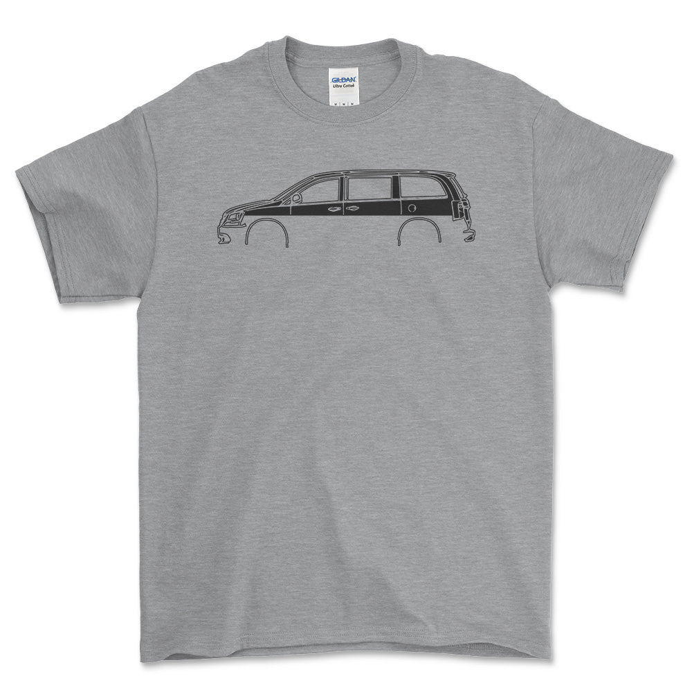 Chrysler Town and Country 2016 Silhuet - Unisex T-Shirt , Bomuld-Beklædning-Chrysler-Grå Sport-S-Forside-Garage Culture Shop- garage - man cave - merchandise