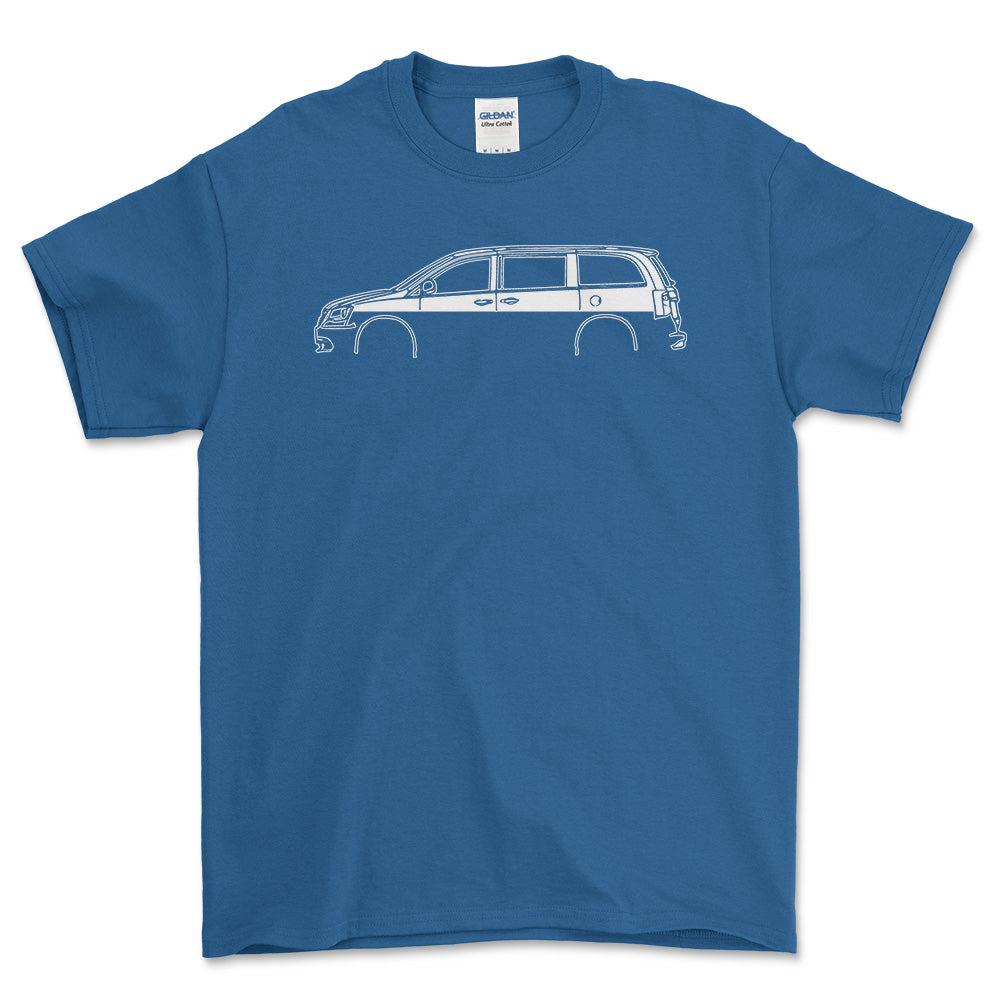 Chrysler Town and Country 2016 Silhuet - Unisex T-Shirt , Bomuld-Beklædning-Chrysler-Blå Royal-S-Forside-Garage Culture Shop- garage - man cave - merchandise