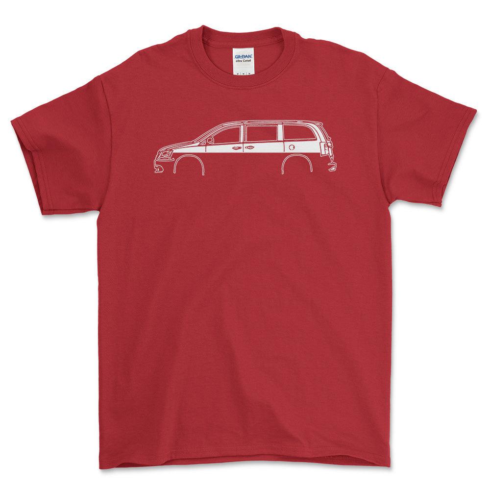 Chrysler Town and Country 2016 Silhuet - Unisex T-Shirt , Bomuld-Beklædning-Chrysler-Rød-S-Forside-Garage Culture Shop- garage - man cave - merchandise