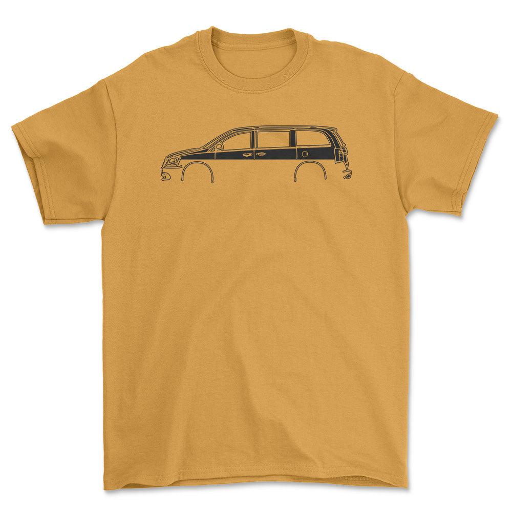 Chrysler Town and Country 2016 Silhuet - Unisex T-Shirt , Bomuld-Beklædning-Chrysler-Guld-S-Forside-Garage Culture Shop- garage - man cave - merchandise