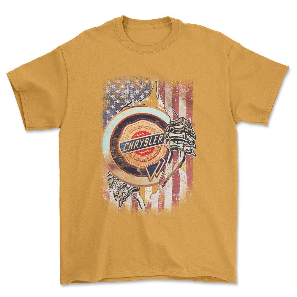 Chrysler US Flag Unisex T-Shirt , Bomuld-Beklædning-Chrysler-Guld-S-Forside-Garage Culture Shop- garage - man cave - merchandise