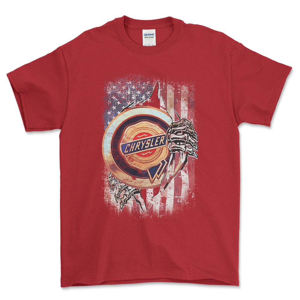 Chrysler US Flag Unisex T-Shirt , Bomuld-Beklædning-Chrysler-Rød-S-Forside-Garage Culture Shop- garage - man cave - merchandise