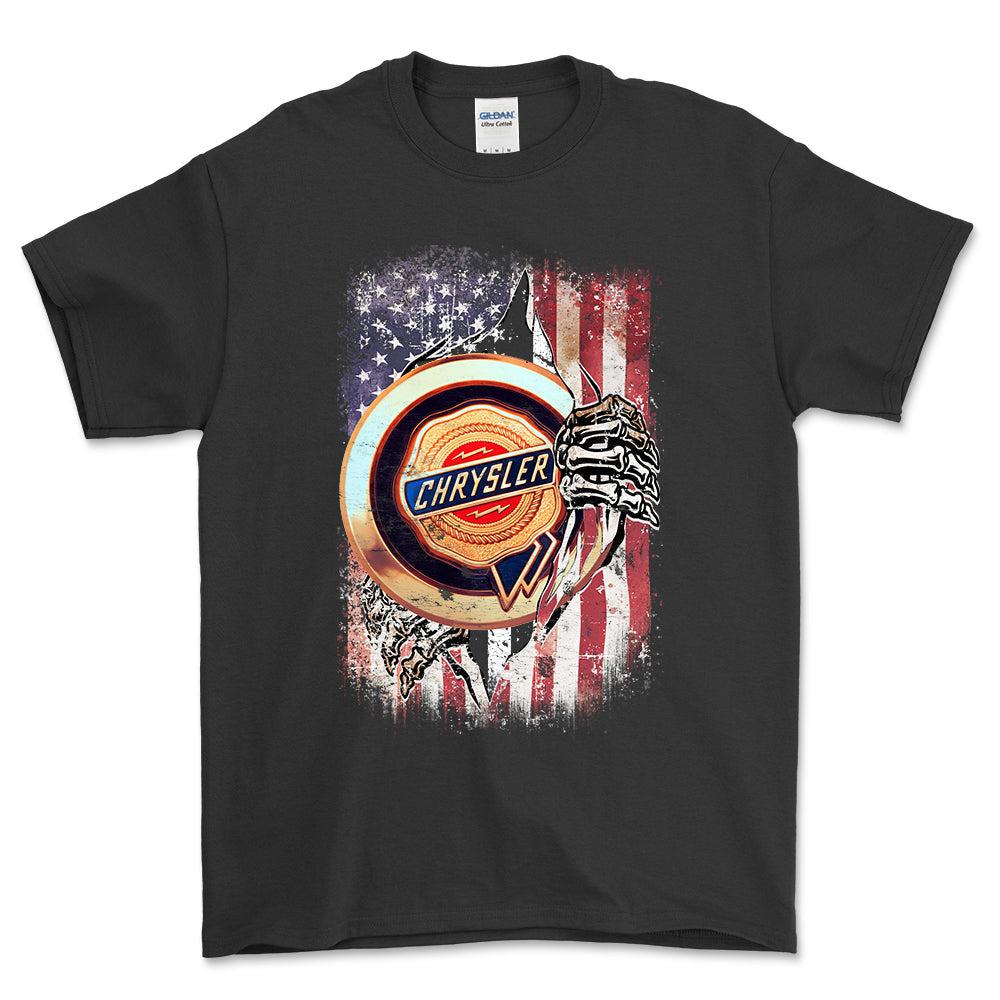 Chrysler US Flag Unisex T-Shirt , Bomuld-Beklædning-Chrysler-Sort-S-Forside-Garage Culture Shop- garage - man cave - merchandise