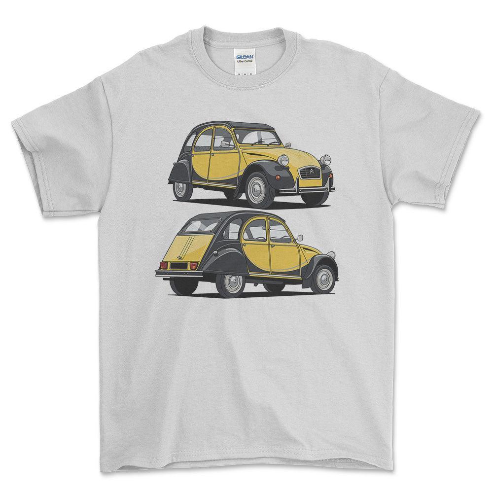Citroën 2CV6 Charleston 1985 - Unisex T-Shirt-Beklædning-Citroen-Hvid-S-Forside-Garage Culture Shop- garage - man cave - merchandise