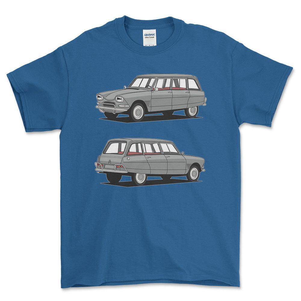 Citroen Ami 6 Break Estate - One Line Style Unisex T-Shirt-Beklædning-Citroen-Blå Royal-S-Forside-Garage Culture Shop- garage - man cave - merchandise