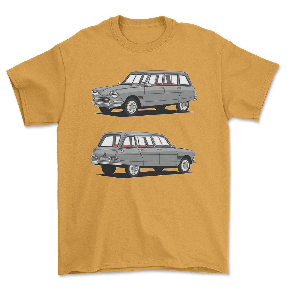 Citroen Ami 6 Break Estate - One Line Style Unisex T-Shirt-Beklædning-Citroen-Guld-S-Forside-Garage Culture Shop- garage - man cave - merchandise