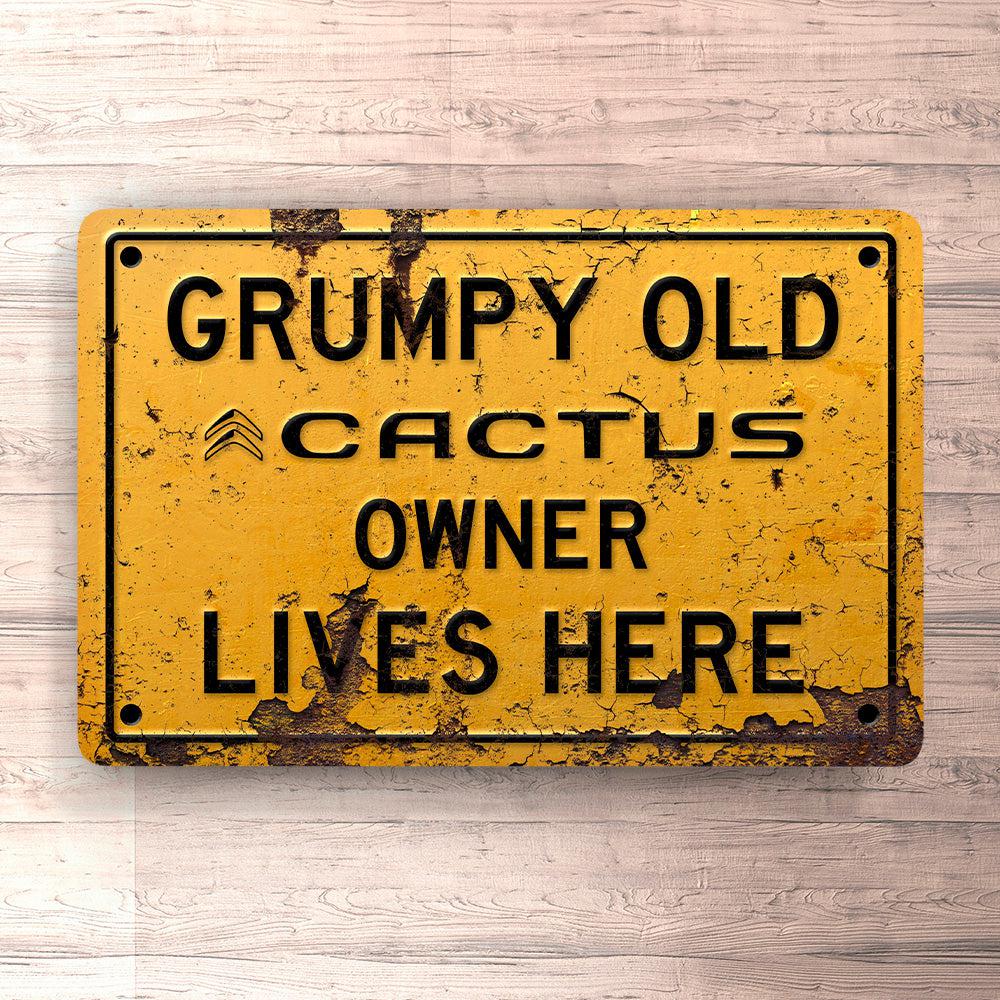 Citroen Cactus Old Citroen Cactus Owner Lives Here Skilte, Musemåtte, Dørmåtte-Skilte-Citroen-Garage Culture Shop- garage - man cave - merchandise