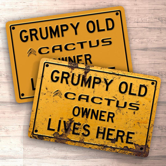 Citroen Cactus Old Citroen Cactus Owner Lives Here Skilte, Musemåtte, Dørmåtte , Plakat-Skilte-Citroen-Garage Culture Shop- garage - man cave - merchandise