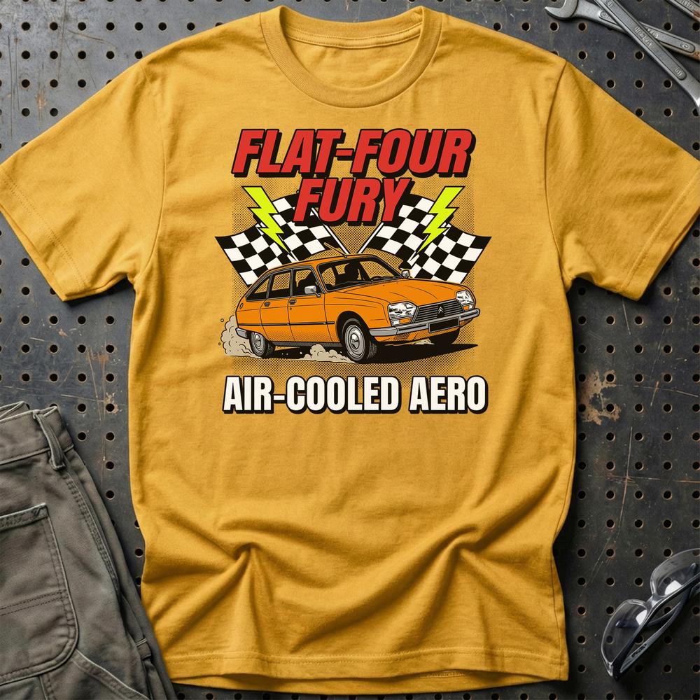 Citroën GS Flat-Four Fury Air-Cooled Aero - Unisex T-Shirt-Beklædning-Citroen-Guld-S-Garage Culture Shop- garage - man cave - merchandise